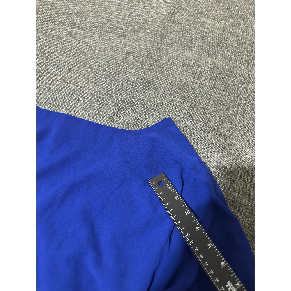 Calvin Klein Women's 0X Blouse Blue Ruffle Sleeve V-Neck W9LAI505 - Picture 5 of 9